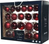 Decoris - Kerstballenset - Glas - Ossenbloed - 42 stuks