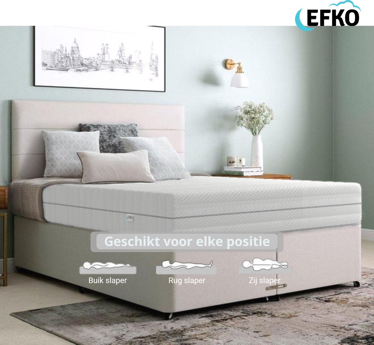 Traagschuim Pocketvering Matras 160x200 cm 24cm hoog - Luxe Matrashoes met rits - Wasbaar matrassen — afbeelding 5