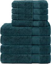 Komfortec Handdoekenset – Set van 8 - 4x Handdoek 50x100 cm en 4x Badhanddoek 70x140 cm - 100% Katoen - Petroleumblauw