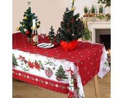 Kersttafelkleed - Rechthoekig, Wasbaar, Vuilafstotend - Kerstmis, Nieuwjaar Decoratie - Geschikt voor 6 tot 10 Personen - 220x150 cm
