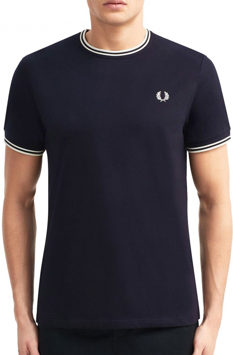 Fred Perry M1588 Twin Tipped T-shirt Donkerblauw 3XL Heren Casual T-shirts