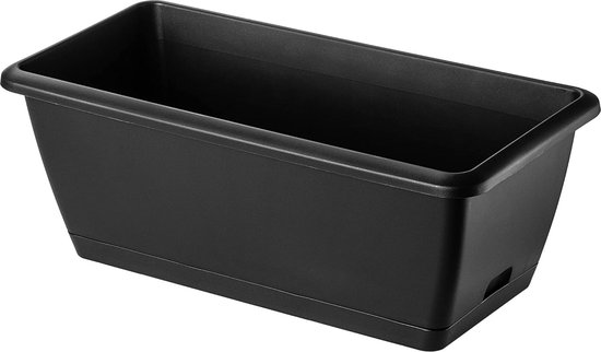 Tuinbloempot, conisch, van kunststof, antraciet, 58 x 30 cm, groefdesign, plantenbak met