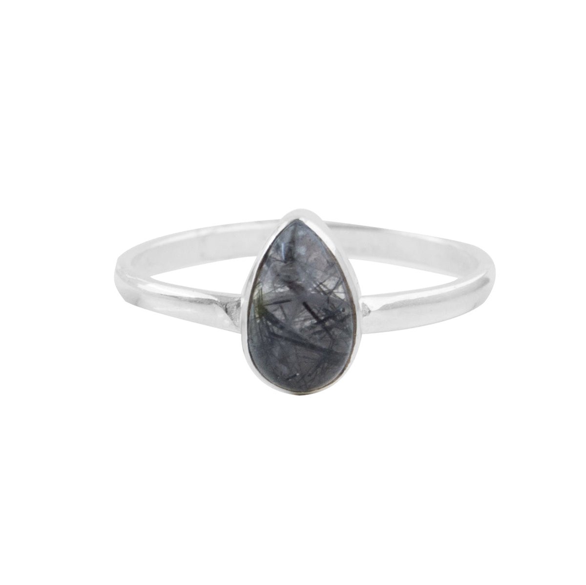 Jewelryz | Dhara | Ring 925 zilver met zwarte rutielkwarts | 16.00 mm / maat 50