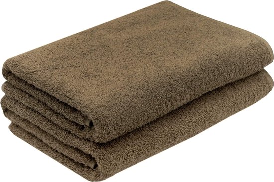 Set van 2 douchehanddoeken, handdoeken groot, 70 x 140 cm, katoen, bruin
