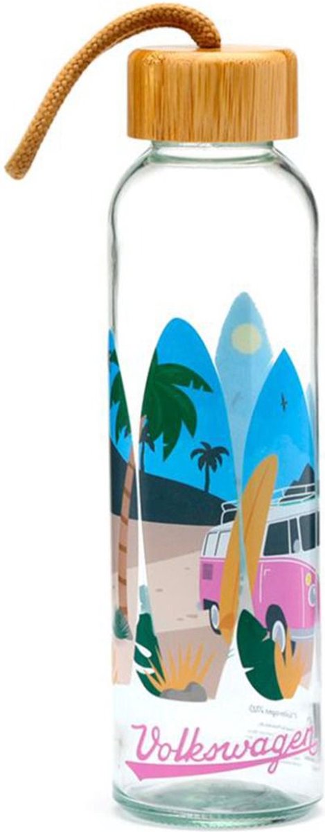 Volkswagen T1 Busje 'Waves' Waterfles met Houten Dop - 500ml