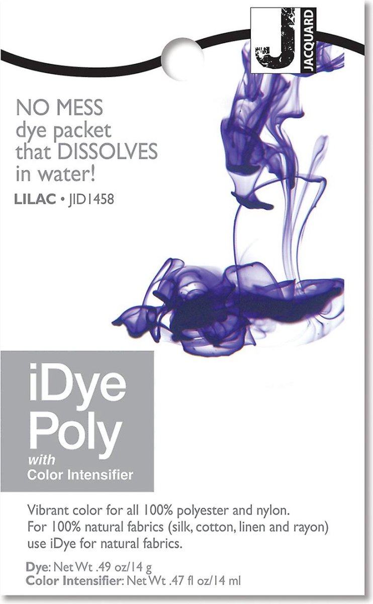 Jacquard textielverf iDye Poly 14 gr lila voor synthetische stoffen.