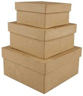 Boîtes carrées, l: 10 + 12,5 + 15 cm, 3 assorties