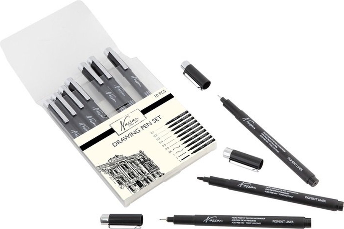 Fineliners Zwart en Brush Pen Set - Pennen, Tekeningen en Schetsen, Fineliner Set, Tekenpennen, Drawing Set - 10 Stuks — afbeelding 16