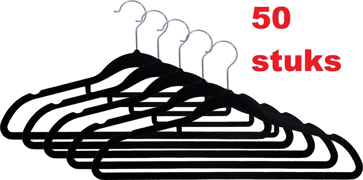 Mesa Living velvet 50 stuks kledinghangers | fluwelen kledinghangers | antislip kledinghangers | set van 50