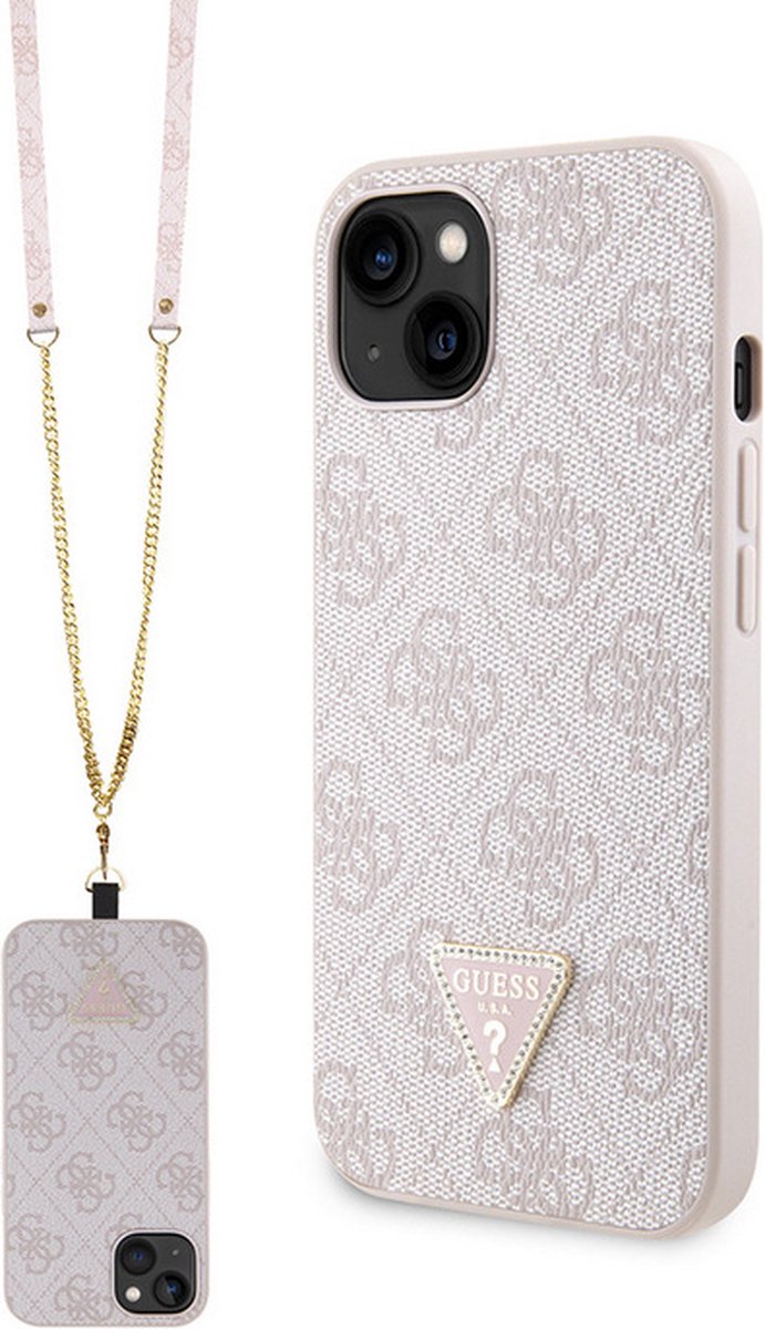 Guess 4G Triangle Crossbody Back Case - Geschikt voor Apple iPhone 13 (6.1") - Roze