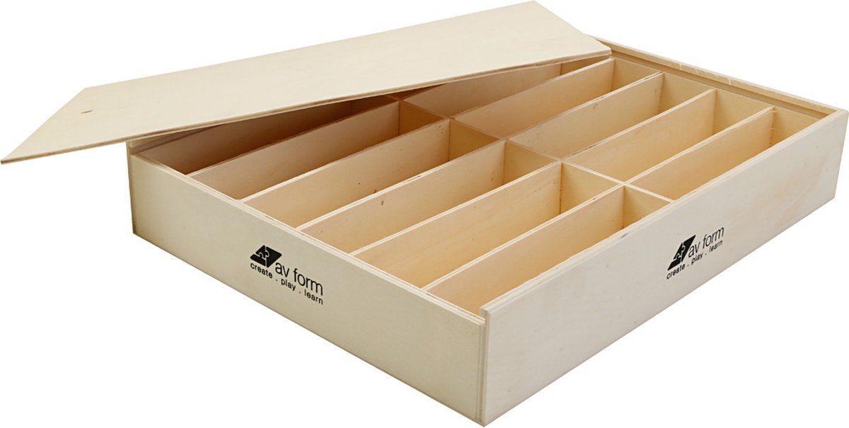 Houten doos met deksel. afm 29x37x6.5 cm - 1 st