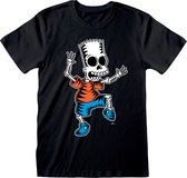 T-Shirt met Korte Mouwen The Simpsons Skeleton Bart Zwart Uniseks - M