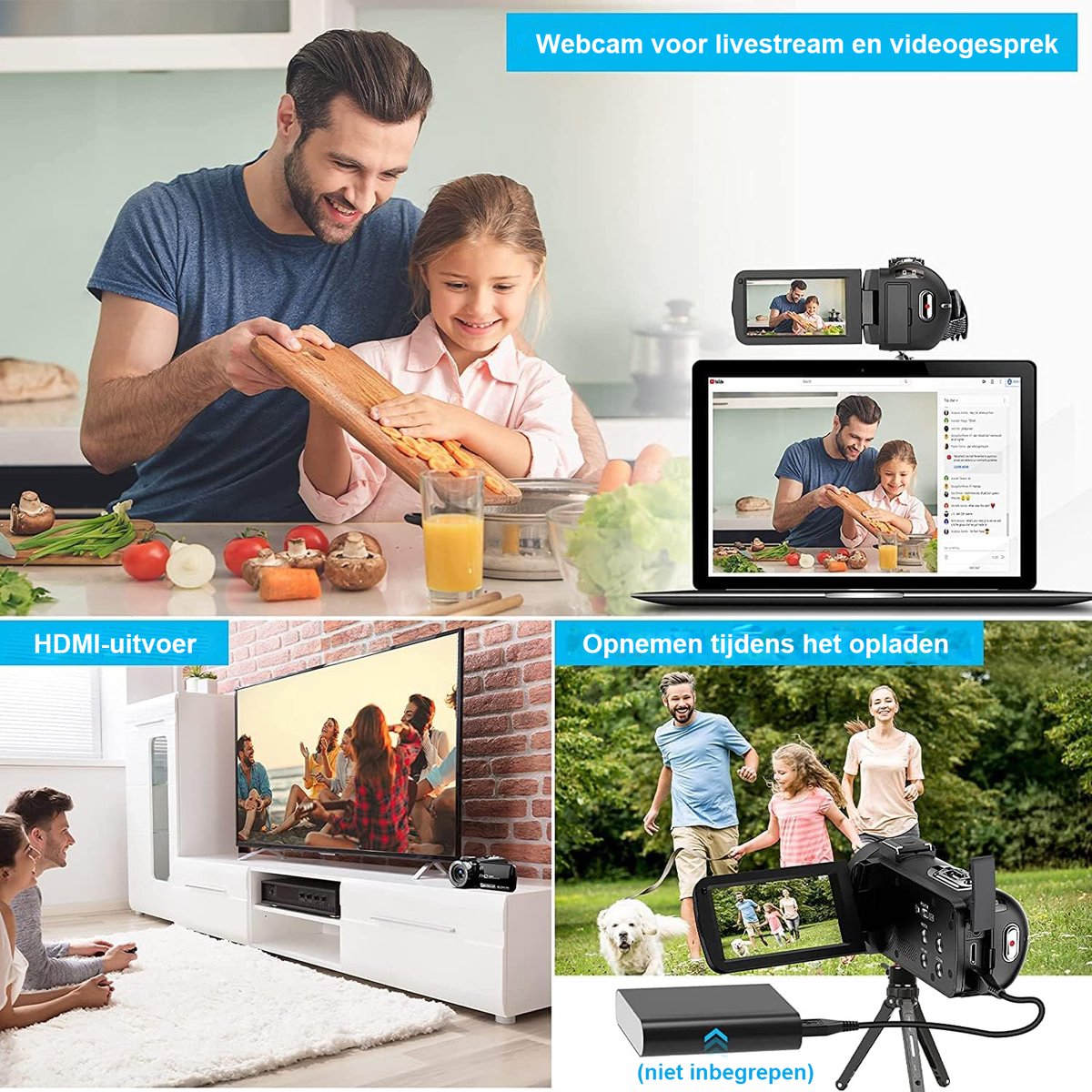 Ayangoods Digitale Camcorder voor Beginners - 3 Inch LCD Scherm thumbnail 6