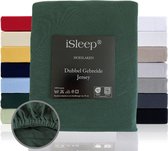 iSleep Dubbel Gebreide Jersey Hoeslaken - Hoge Hoek - Rondom Elastiek - Litsjumeaux XXL - 200/210x220/230 cm - Donker Groen