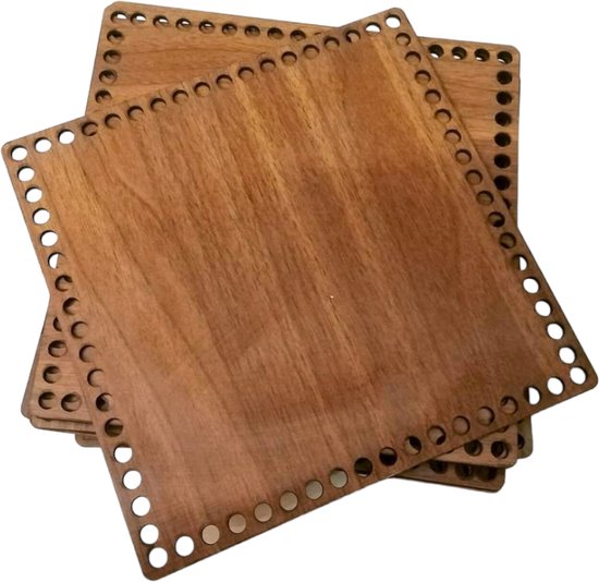 Houten bodem -voor mand, tas of dienblad-39x39cm-Vierkant- geperforeerd(gat Φ 0,4 cm) -Donkerbruin