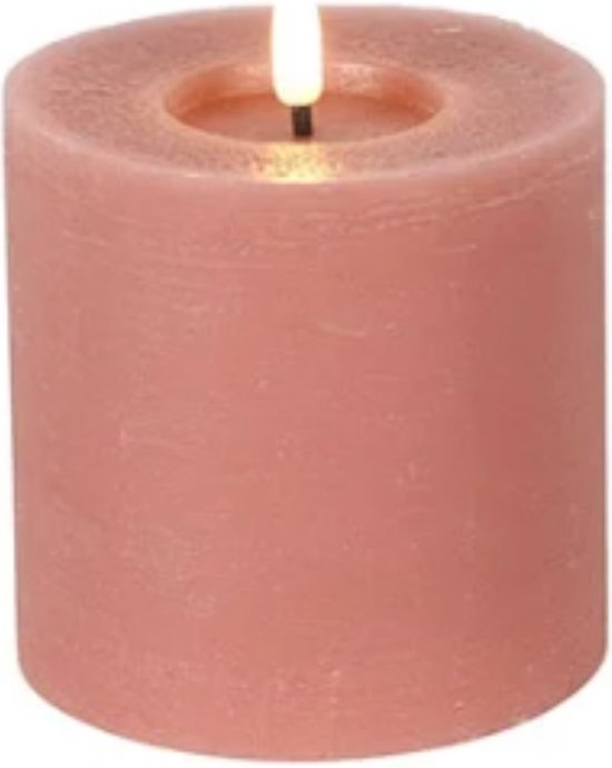 Stompkaars lyon roze - countryfield - 10x10cm - led kaars - led kaarsen met flikkerende vlam - ledkaarsen - countryfield kaarsen led - verlichting