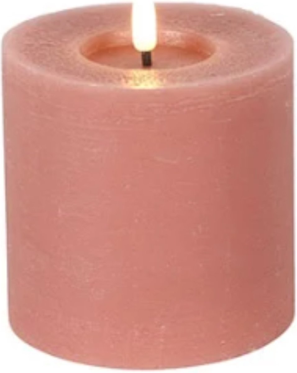 Countryfield Stompkaars lyon roze 10x10cm led kaars led kaarsen met flikkerende vlam ledkaarsen kaarsen led verlichting