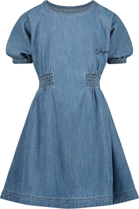 Vingino Midi Dress Parinna Meisjes Jurk - Mid Blue Wash - Maat 128