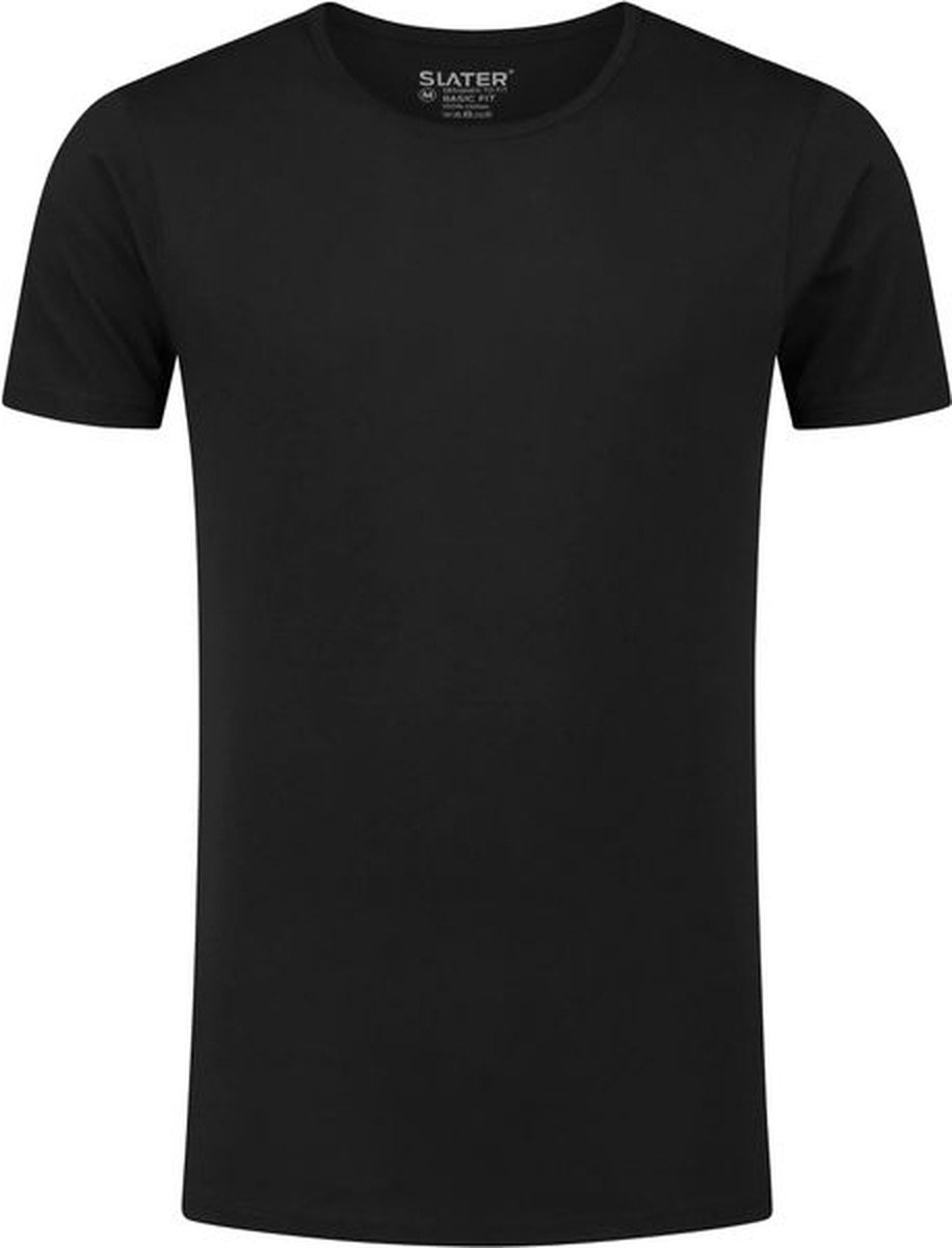 Slater T-shirt 2Pack Ronde Hals Basic Fit Extra Long Fit (+7cm) Zwart (7720 - Black)