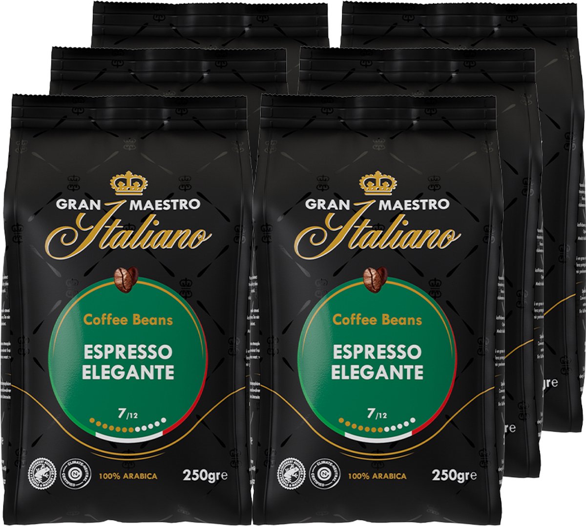 Gran Maestro Italiano - Espresso Elegante - Koffiebonen - Bonen voor Espresso - 6 x 250 g