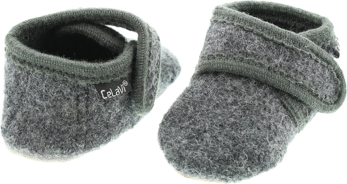 Celavi kinder- en babyschoenen Baby Wool Slippers Deep Stone Grey