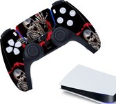 Gadgetpoint | Gaming Controller(s) Stickers | Bescherming Skin | Grip Case | Accessoires geschikt voor Playstation 5 - PS5 | Skelet - Zwart | Vaderdag Cadeau