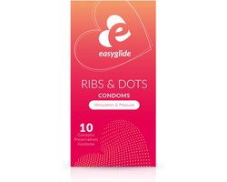 EasyGlide - Ribs and Dots Condooms - Condooms met Glijmiddel - 10 stuks