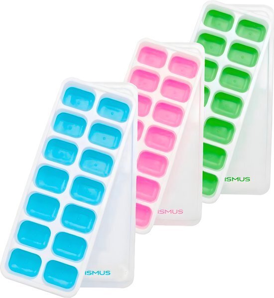 Minismus Siliconen IJsblokjesvorm met deksel - 3 Stuks IJsblokjesvormen - BPA Vrij - Herbruikbaar - IJsblokjes zijn makkelijk uit te drukken