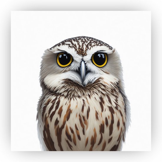 Uil schilderij - Schilderij vogel - Uilen - Slaapkamer accessoires - Vogel schilderijen - Poster - 40 x 40 cm 3mm