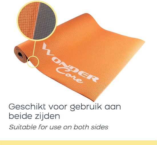 Wonder Core Yogamat Fitness Sport Gymnastiek Pilates Mat antislip 6 mm dik - Oranje / Grijs - 170 x 60 cm van Wonder Core — afbeelding 3