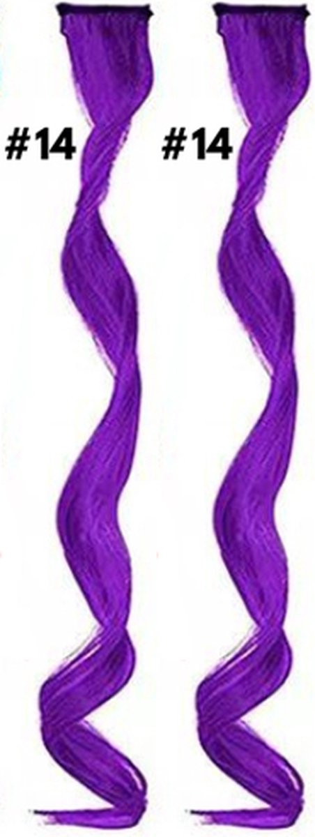 2 x Clip in Hairextension 45cm - Donker Paars / Donkerpaars - #14 - nephaar - Hair extension | haar extensie- carnaval haar - gekleurde extensions - extensions met clip