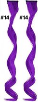 2 x Clip in Hairextension 45cm - Donker Paars / Donkerpaars - #14 - nephaar - Hair extension | haar extensie- carnaval haar - gekleurde extensions - extensions met clip