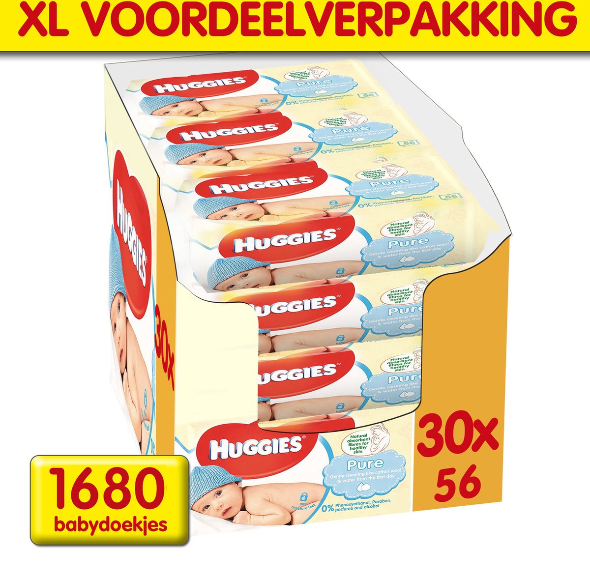 Goedkoopste Huggies - Pure - Billendoekjes - 1680 babydoekjes - 30 x 56
