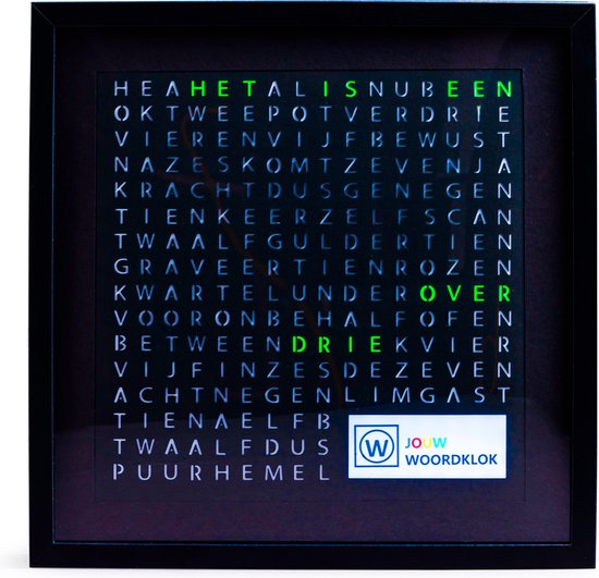 Gepersonaliseerde Wi-Fi Woordklok met eigen logo-37 x 37 cm-Lettertype Slank-Kado-Relatiegeschenk