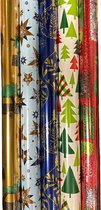 FESTIVE GIFTS Inpakpapier – Cadeaupapier – 200 x 70cm – 5 rollen – Kerst – Luxe Cadeauverpakking – Kleurrijk
