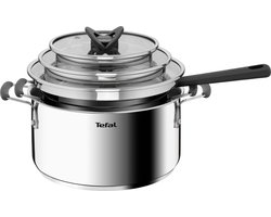 Tefal Opti'Space pannenset 3-delig (steelpan 16 cm, kookpan 20/24 cm)