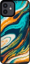 Smartphonica Telefoonhoesje voor iPhone 12/12 Pro marmer look - backcover marmer hoesje - Groen geschikt voor iPhone 12;iPhone 12 Pro