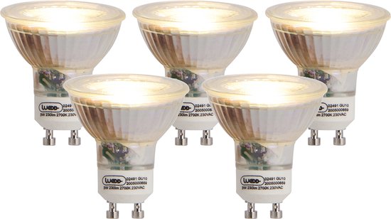 LUEDD Set van 5 GU10 LED lampen 3W 230 lm 2700K