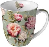 mug - porcelaine - composition pivoines - pivoines - Ambiente - vert - anniversaire -fête des mères - mariage