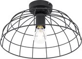 QAZQA hanze - Industriele Plafondlamp - 1 lichts - Ø 35 cm - Zwart - Industrieel - Woonkamer | Slaapkamer | Keuken