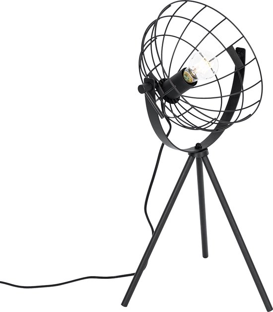QAZQA hanze - Industriele Tafellamp - 1 lichts - H 63.6 cm - Zwart - Industrieel - Woonkamer | Slaapkamer | Keuken