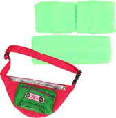 Foute 80s/90s party verkleed accessoire set - neon groen - jaren 80/90 thema feestje - 4-delig