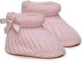 Chaussons de bébé au crochet - Rose avec noeud - Nouveau-né