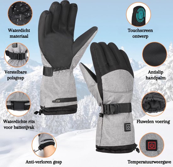 Gants Chauffants Électriques 10000mAh 7.4V – 3 Niveaux Chaleur, Imperméables, Pour Ski, Moto, Randonnée Homme/Femme