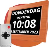 Smart-Tech Digitale Dementieklok - Digitale Kalenderklok - XL Beeldscherm - Medicatiealarm - Dag/Datum/Tijd - 8 Talen - Alzheimer - Hout