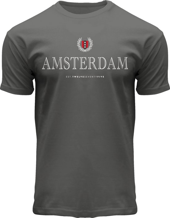Fox Originals Amsterdam Engraved Heren & Dames T-shirt Grey