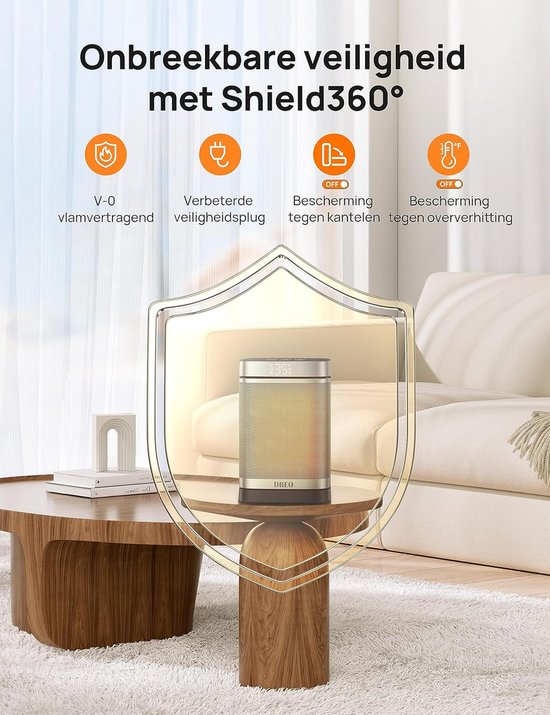 Keramische kachel met een vermogen van 500 tot 1000 watt met Overhittingsbeveiliging ko