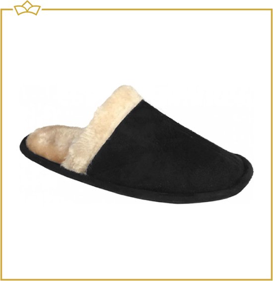 ATTREZZO® Sloffen met warme voering - laag model - Zwart - Maat 41 - pantoffels - Altijd warme voeten!