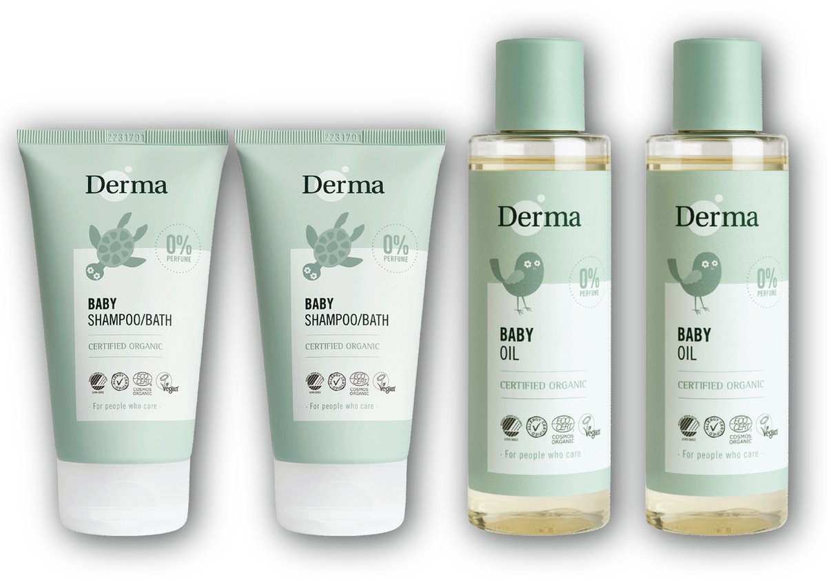 Goedkoopste Derma Eco Baby pakket - 2 x shampoo & lichaam 2 x babyolie