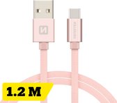 Swissten USB-C naar USB-A Kabel - 1.2M - Roze